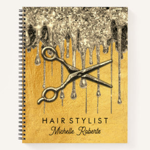 Cuaderno Hairstylis, Purpurina de oro personalizado de moda