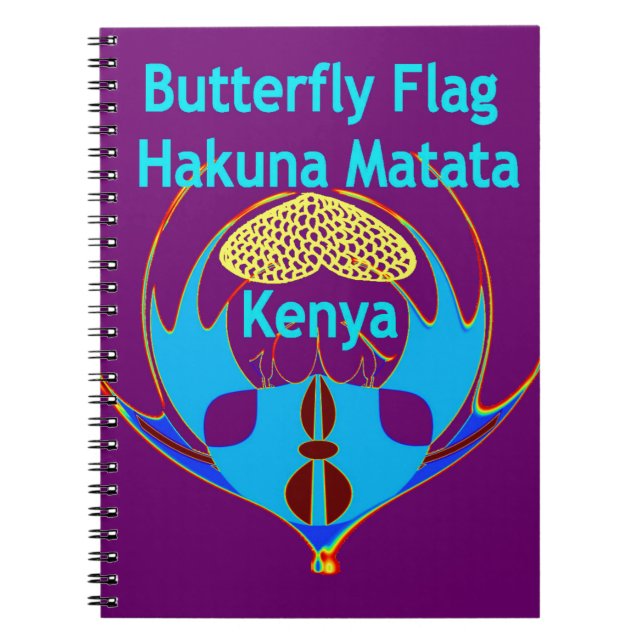 Cuaderno "Hakuna Matata Kenya" Arte de mariposa Imprimir/Gr (Frente)