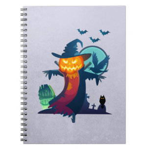 Cuaderno Halloween Alardeó El Espantapájaros Con Bats Y Un