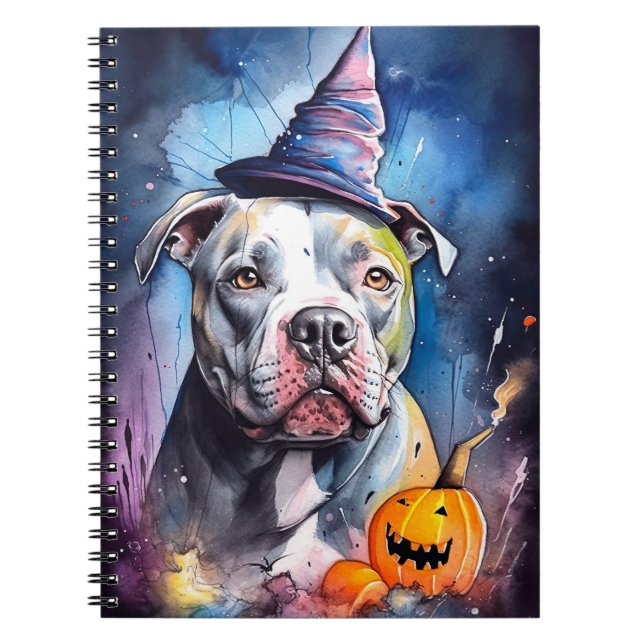 Cuaderno Halloween American Staffordshire Con Calabazas (Frente)