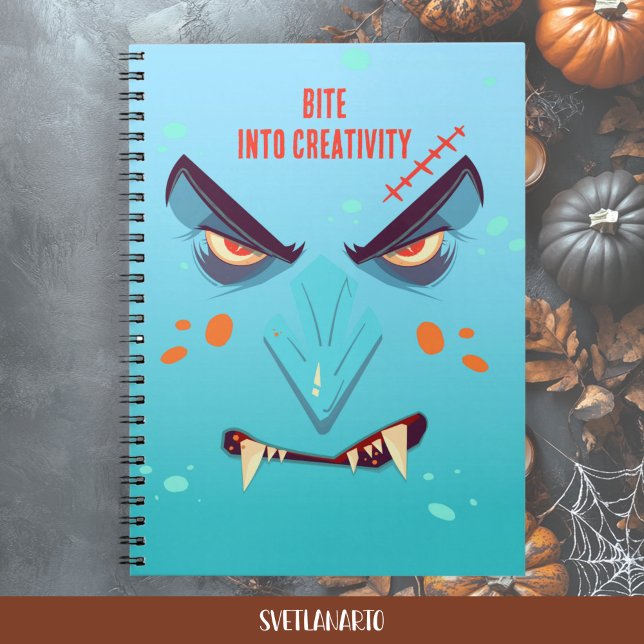 Cuaderno Halloween Blue Vampire Face Spiral Notebook (Frontal view)