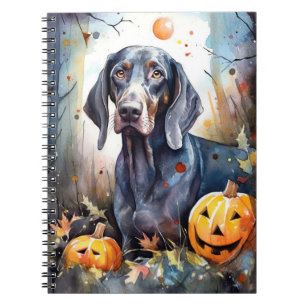 Cuaderno Halloween Bluetick Coonhound con calabazas aterrad