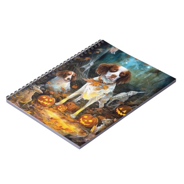 Cuaderno Halloween Brittany Spaniel con Calabazas Espeluzna (Lado Izquierdo)