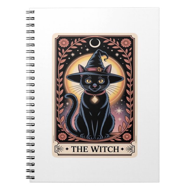 Cuaderno Halloween Bruja Gato Estético Amantes del Tarot Gó (Frente)