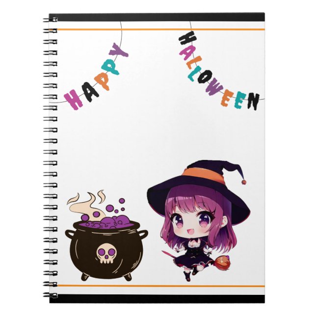 Cuaderno Halloween/bruja/otoño/octubre (Frente)