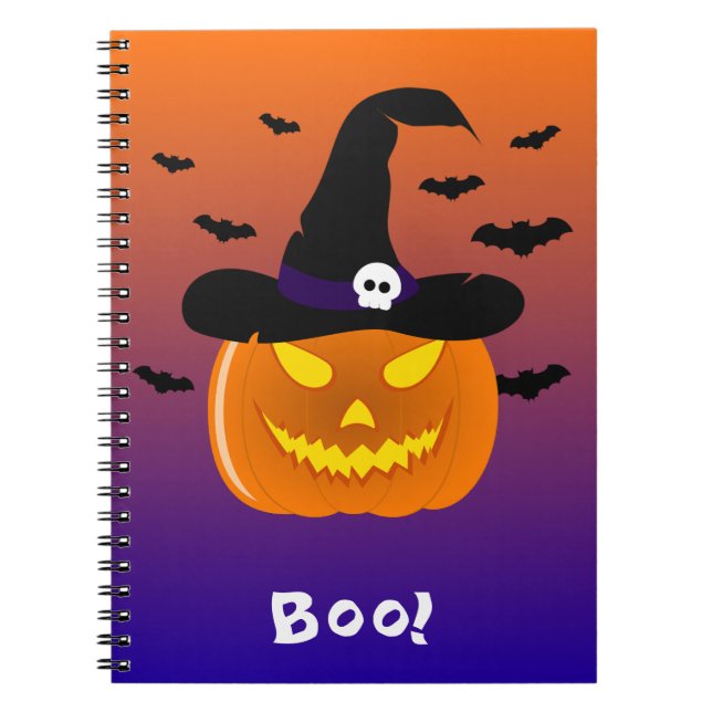 Cuaderno Halloween Calabaza Jack o’ Lantern Witch Gorra (Frente)