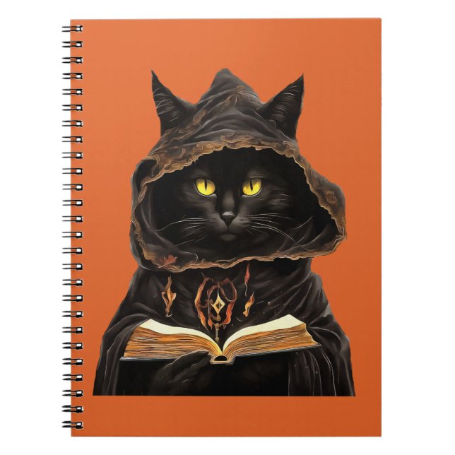 Cuaderno Halloween Cat Reading Preys Anatomy Spell List (Frente)
