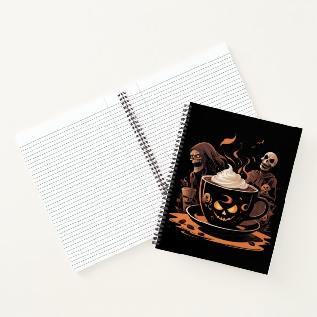 Cuaderno Halloween Coffee Art – Spooky Latte with Skeletons (Interior)