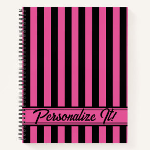 Cuaderno Halloween con franja vertical rosada negra