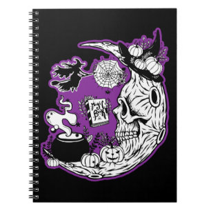 Cuaderno Halloween Crescent Moon Witch Skull