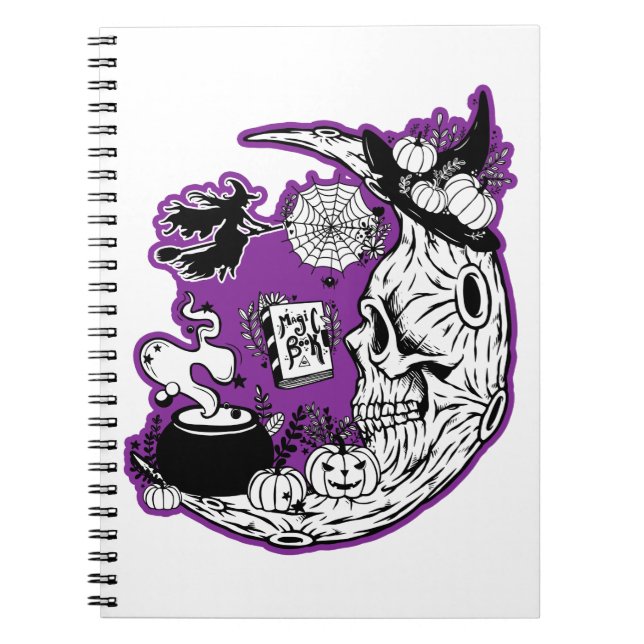 Cuaderno Halloween Crescent Moon Witch Skull (Frente)
