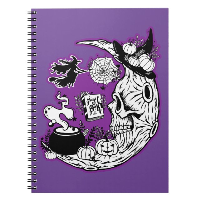 Cuaderno Halloween Crescent Moon Witch Skull (Frente)
