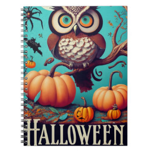 Cuaderno Halloween de búho y calabaza otoñales