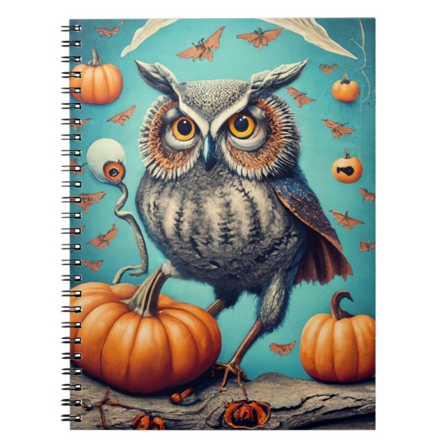 Cuaderno Halloween de Cosecha de Lechuza Mágica de la Luna  (Frente)