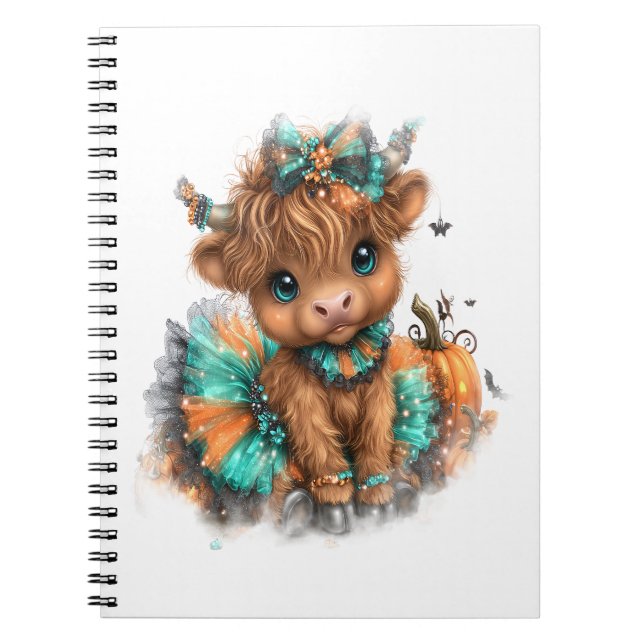 Cuaderno Halloween de la granja Highland Cow (Frente)