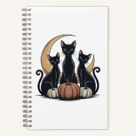 Cuaderno Halloween de la Luna de Calabaza de Gatos Negros W