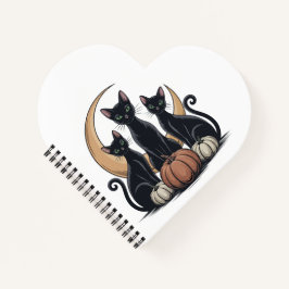 Cuaderno Halloween de la Luna de Calabaza de Gatos Negros W