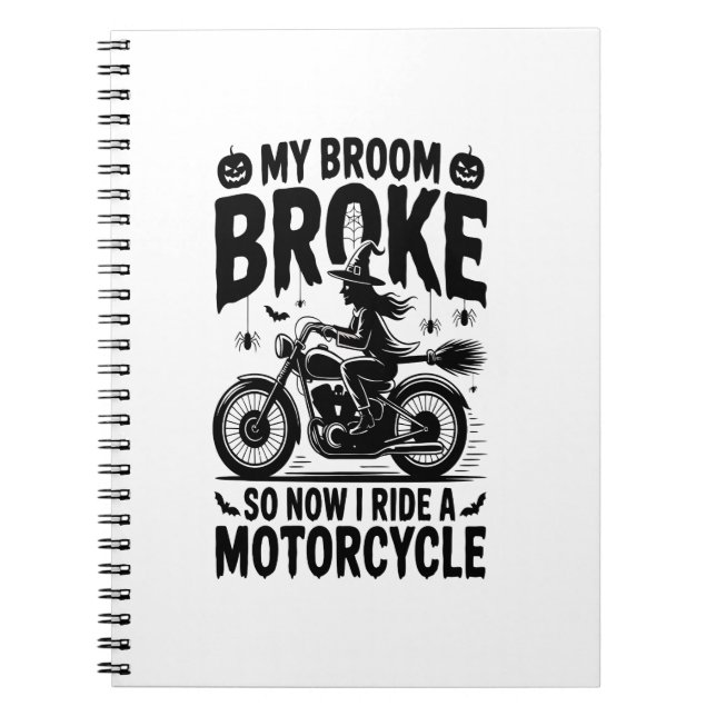Cuaderno Halloween de la motocicleta Witch Riding (Frente)
