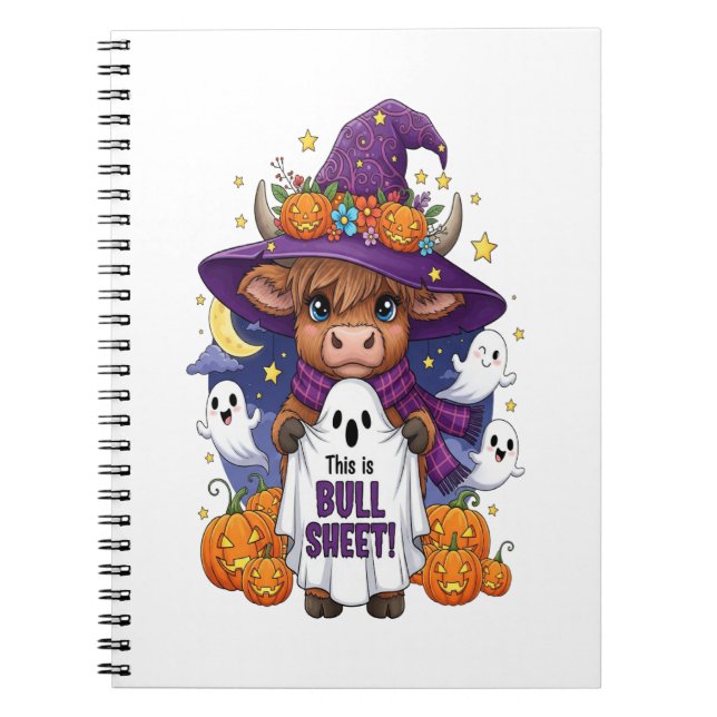 Cuaderno Halloween de la vaca de la montaña (Frente)