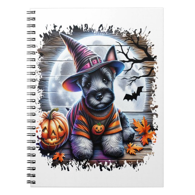 Cuaderno Halloween de Perro Terrier de Escocia (Frente)