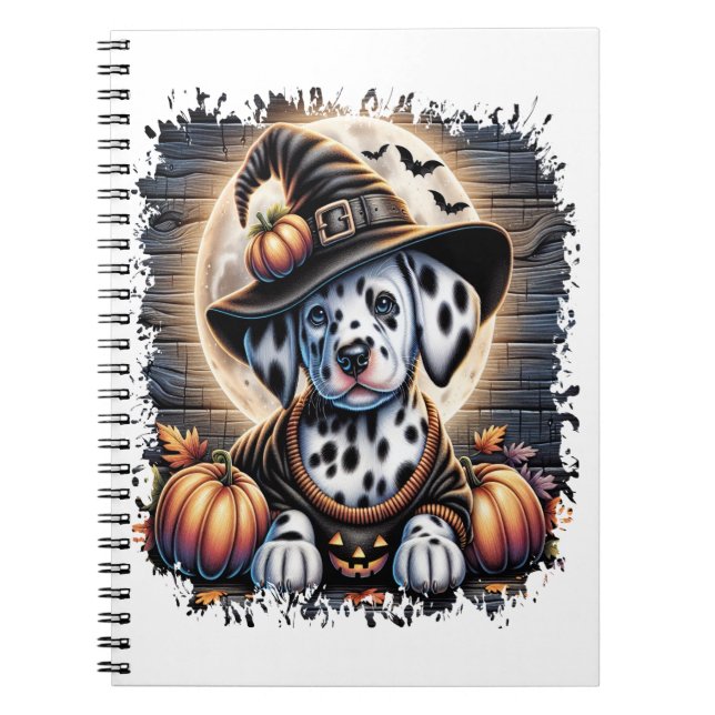 Cuaderno Halloween del perro de Dalmacia (Frente)