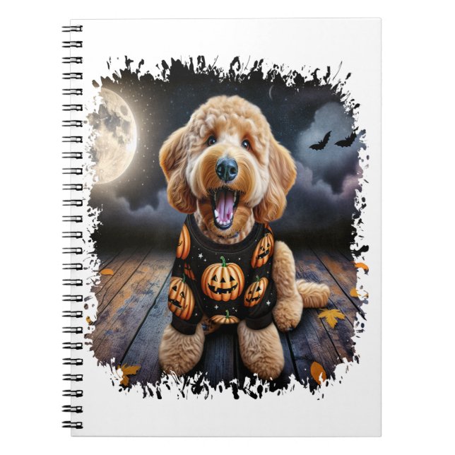 Cuaderno Halloween del perro Goldendoodle (Frente)