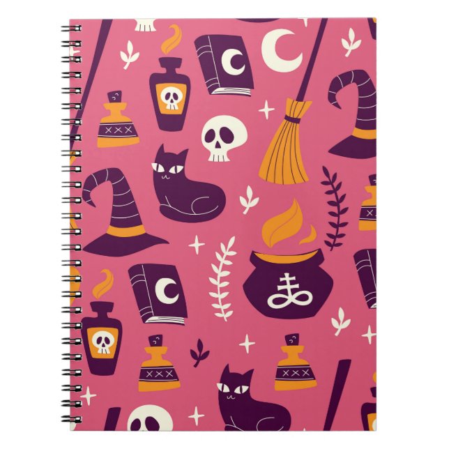 Cuaderno Halloween dibujado a mano, temible patrón impecabl (Frente)