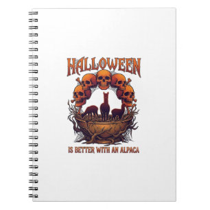 Cuaderno Halloween Es Mejor Alpaca Calaveras Naranjas Araña