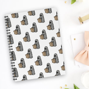 Cuaderno Halloween, Fantasma Gris Lindo, Truco o Trato, Buu