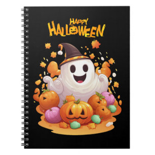 Cuaderno Halloween: Fantasmas Lindos y Familia de Calabazas