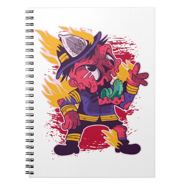 Cuaderno Halloween Feliz disfraz de bombero de Halloween (Frente)