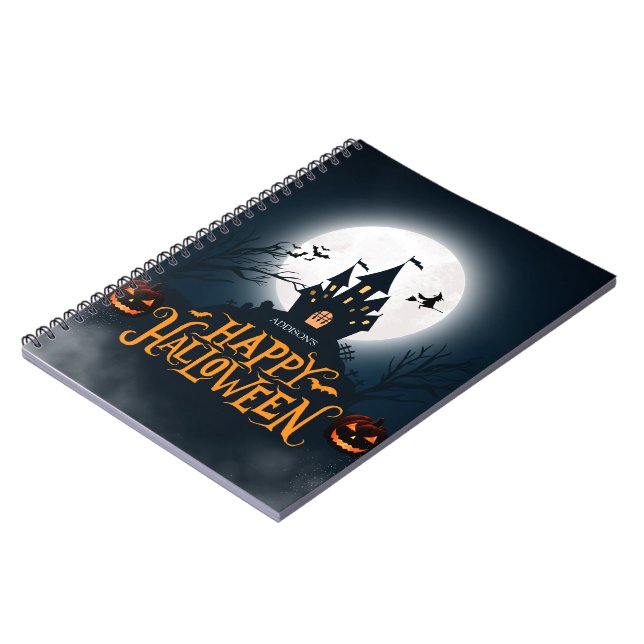 Cuaderno Halloween feliz negro y Naranja (Lado Izquierdo)