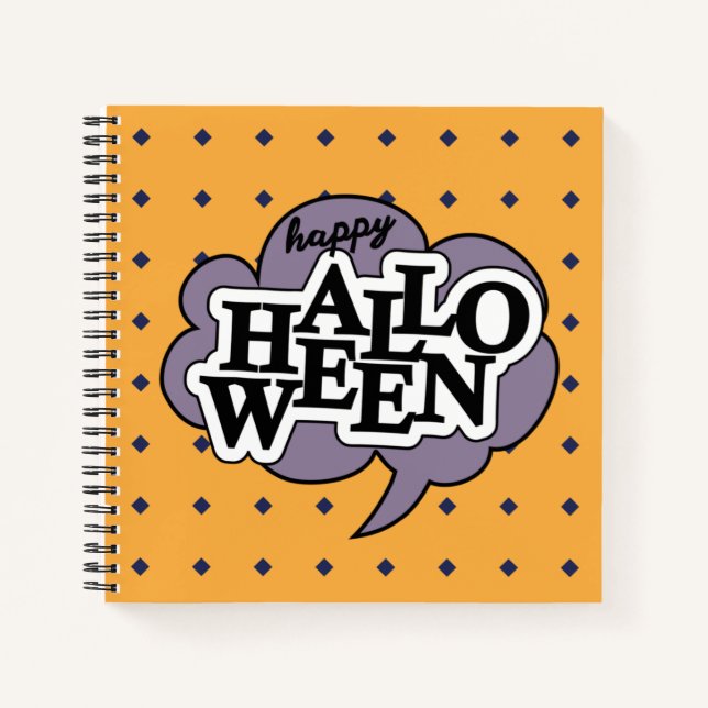 Cuaderno Halloween feliz, personalizado de gatos negros (Anverso)