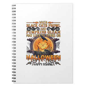 Cuaderno Halloween Feliz Pesca Gatos Negros Calabazas Cuerv