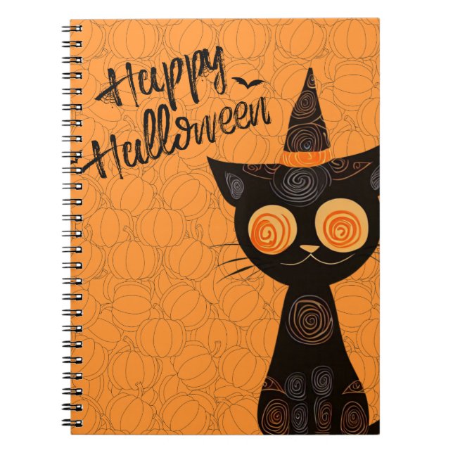 Cuaderno Halloween/gato/calabaza/otoño (Frente)
