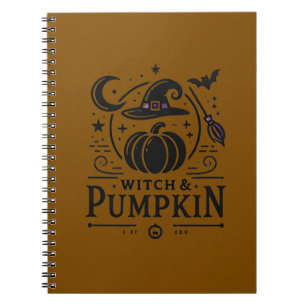 Cuaderno Halloween Gorra de brujas y diseño de calabaza art