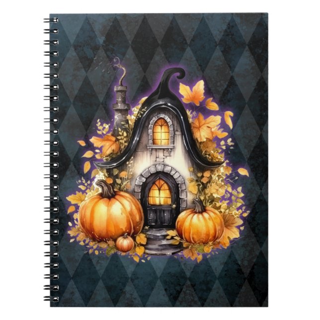 Cuaderno Halloween Gothic Fall Hada Cottage Blue Argyle (Frente)
