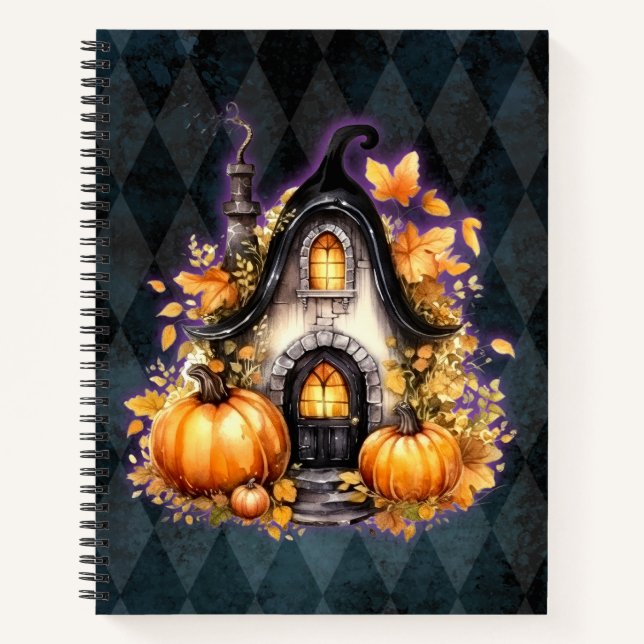 Cuaderno Halloween Gothic Fall Hada Cottage Blue Argyle (Anverso)