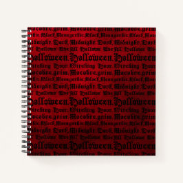 Cuaderno Halloween gótico rojo y negro