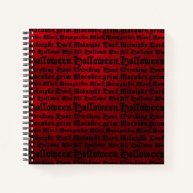 Cuaderno Halloween gótico rojo y negro (Anverso)