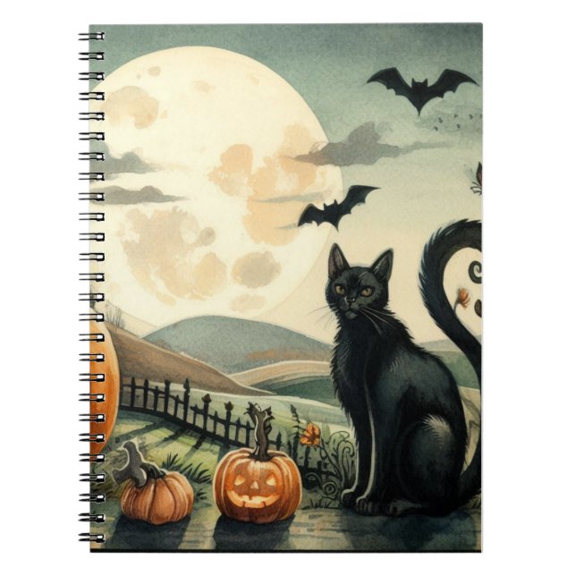Cuaderno Halloween/otoño/otoño/otoño/calabaza/gato (Frente)