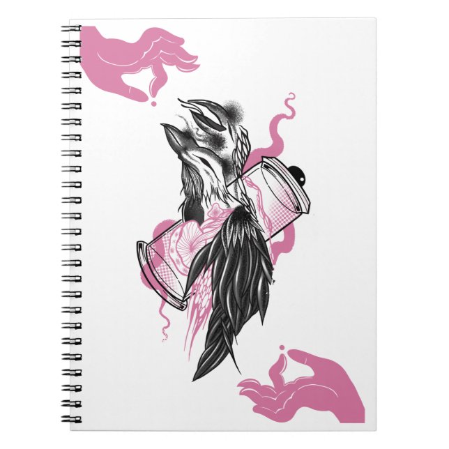 Cuaderno Halloween Raven con Lotus Hands Art Spiral Notebo (Frente)
