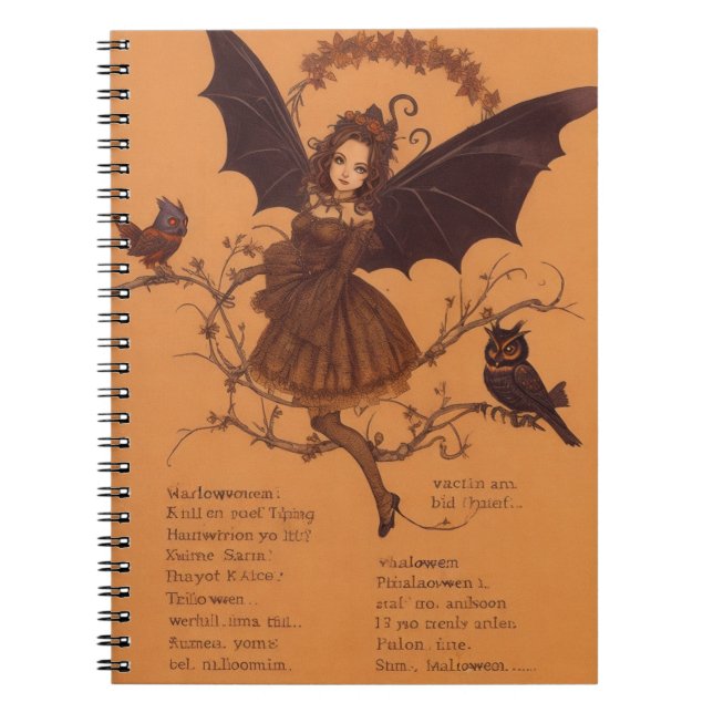 Cuaderno Halloween Samhain Hairy Owl Spider Web Notebook (Frente)
