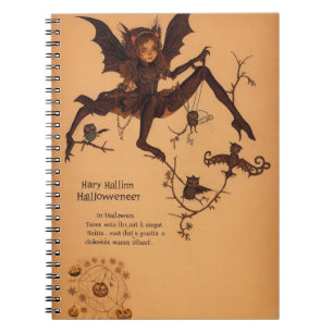 Cuaderno Halloween Samhain Hairy Owl Spider Web Notebook