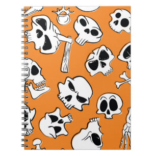 Cuaderno Halloween Skulls Bones Doodle Pattern