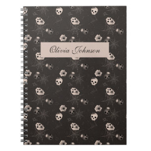Cuaderno Halloween Skulls negros y blancos modernos
