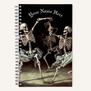 Cuaderno Halloween sobre la muerte negra bailando esqueleto