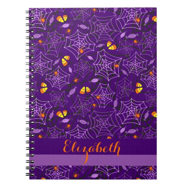 Cuaderno Halloween Spiders & Candy Personalized Notebook (Frente)