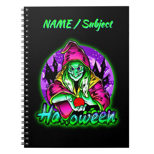 Cuaderno Halloween Spooky Green Witch Magic Gorra Apple (Frente)