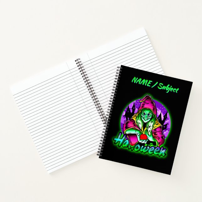 Cuaderno Halloween Spooky Green Witch Magic Gorra Apple (Interior)
